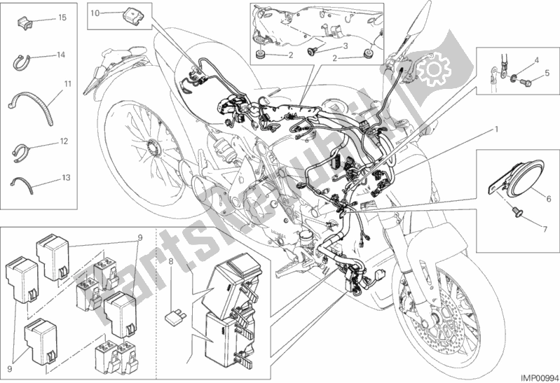 All parts for the Wiring Harness of the Ducati Diavel Xdiavel Thailand 1260 2016